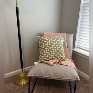 Brand new green patterned throw pillow